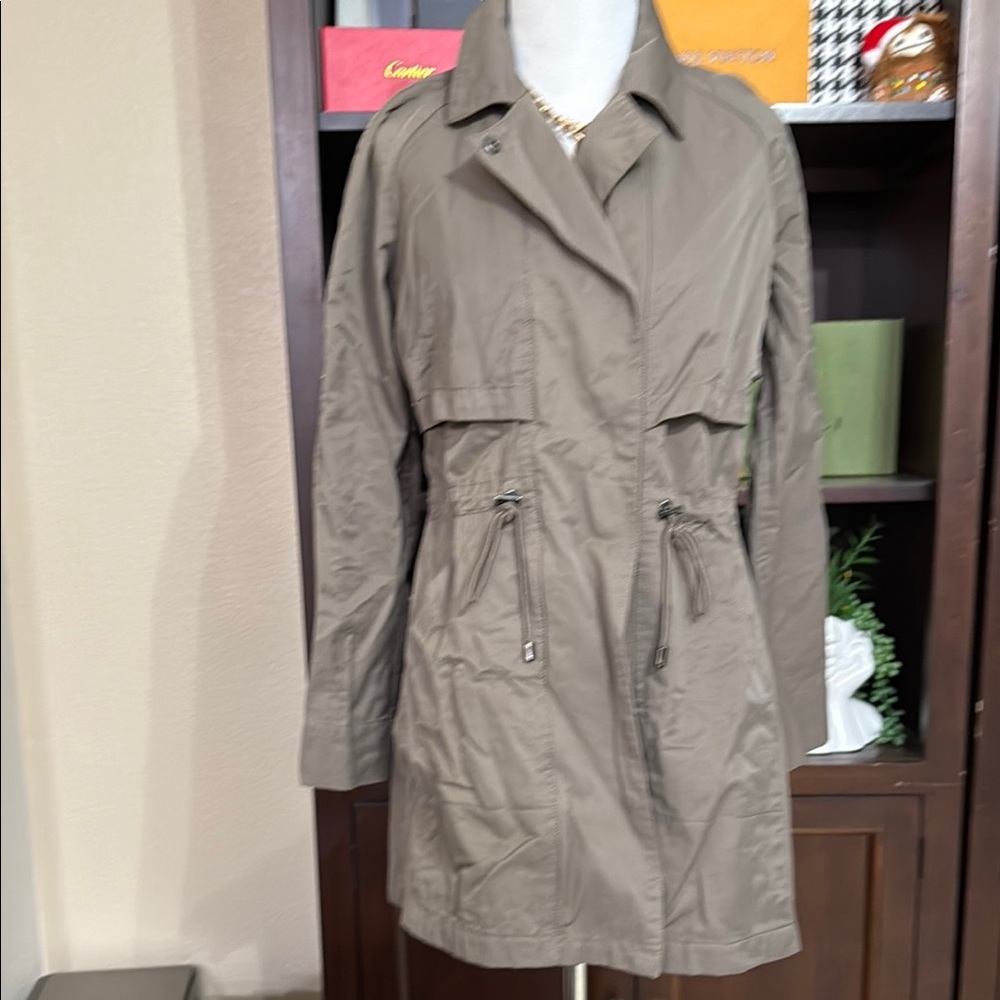 H by Halston Women's Taupe trench nylon Jacket EUC size 2